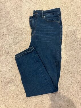 Good American Women's Slim Straight Dark Blue Denim Jeans